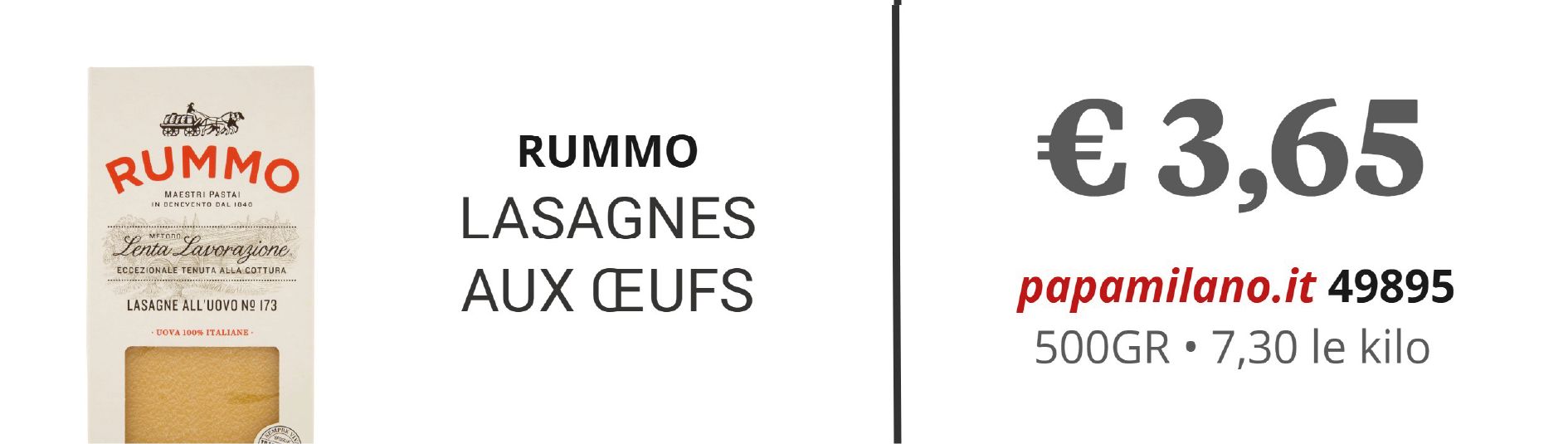 RUMMO LASAGNES AUX ŒUFS
